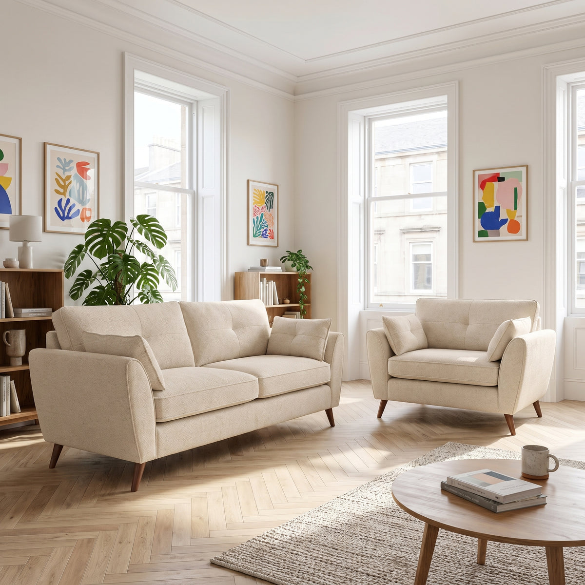 Zara 4 Seater Sofa - 4 Seater Sofa — Kensington Cream / Light Feet, gallery image 1