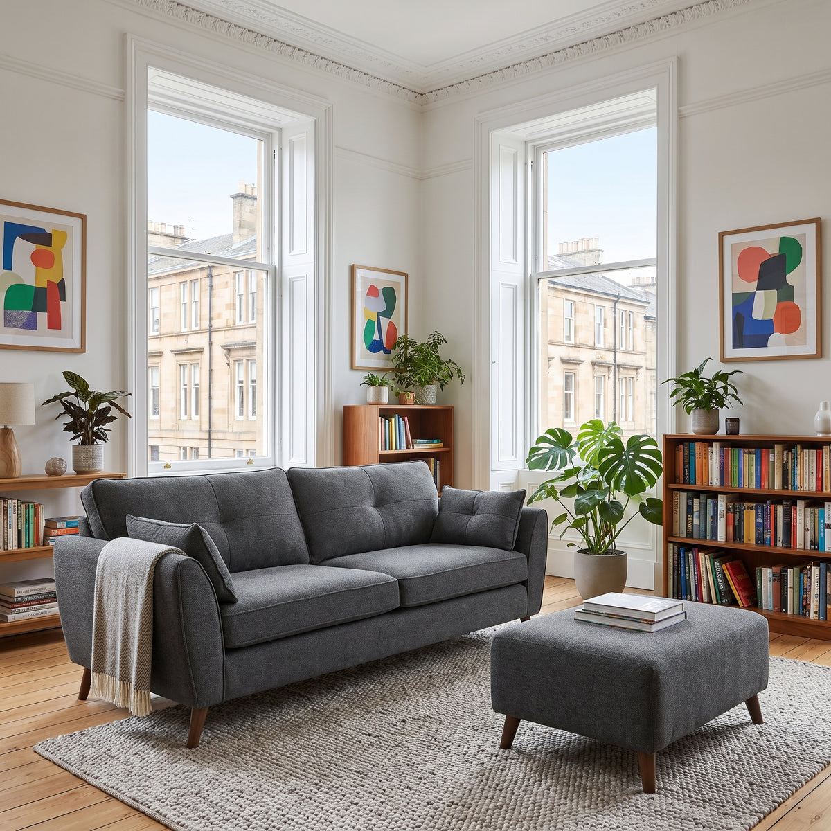 Zara 4 Seater Sofa - 4 Seater Sofa — Kensington Graphite / Light Feet, gallery image 1