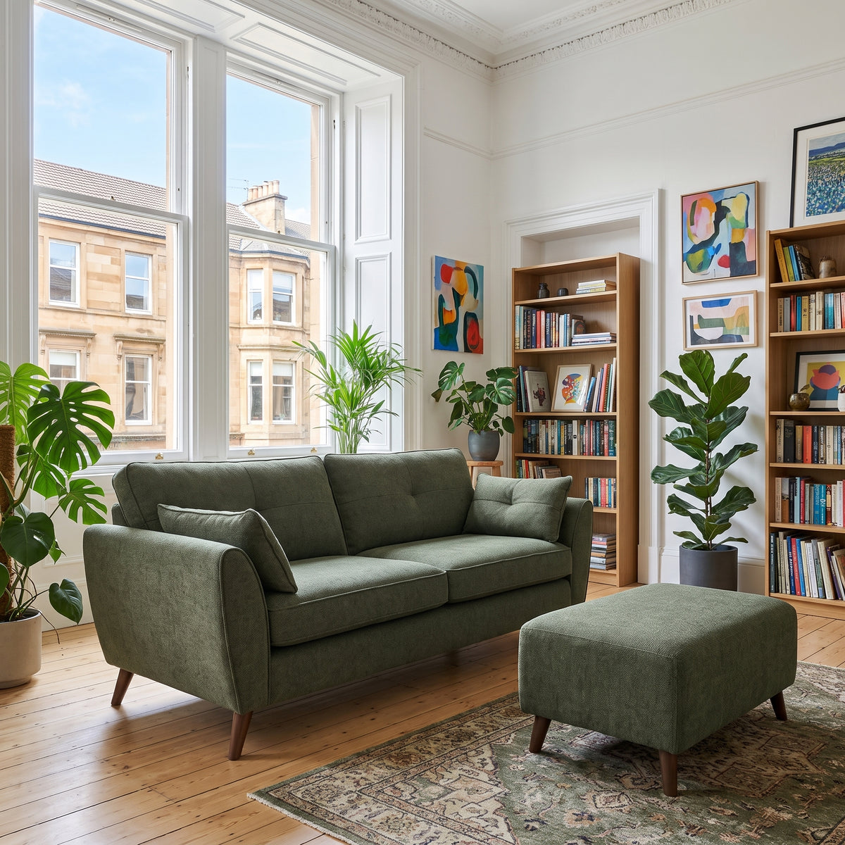 Zara 4 Seater Sofa - 4 Seater Sofa — Kensington Moss / Light Feet, gallery image 1