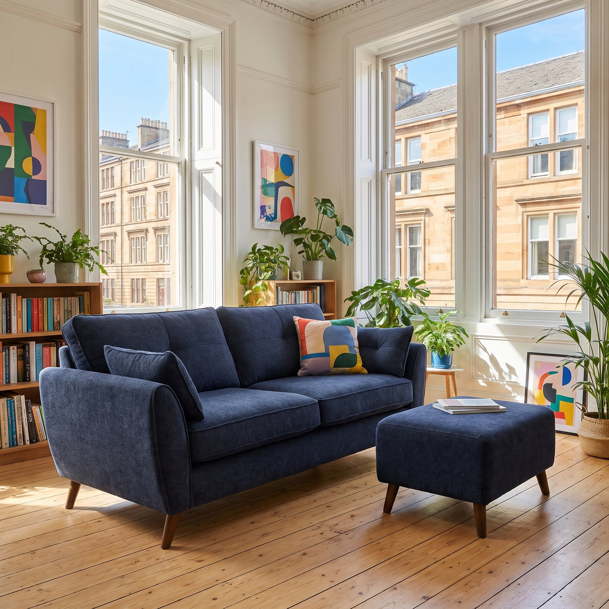 Zara 4 Seater Sofa - 4 Seater Sofa — Kensington Navy / Light Feet, gallery image 1