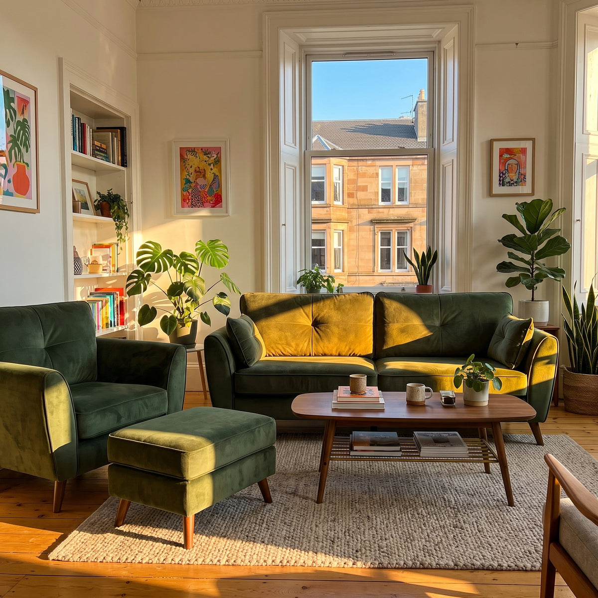 Zara 4 Seater Sofa - 4 Seater Sofa — Plush Emerald / Light Feet, gallery image 1