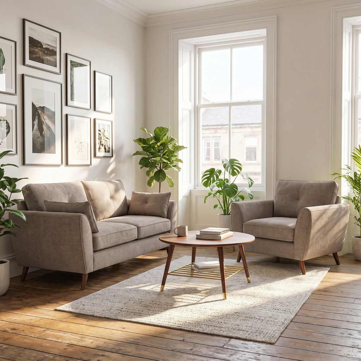 Zara 2 Seater Sofa - 2 Seater Sofa — Kensington Mink / Light Feet, gallery image 1