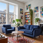 Zara 3 Seater Sofa - 3 Seater Sofa — Plush Navy / Light Feet, gallery image 1