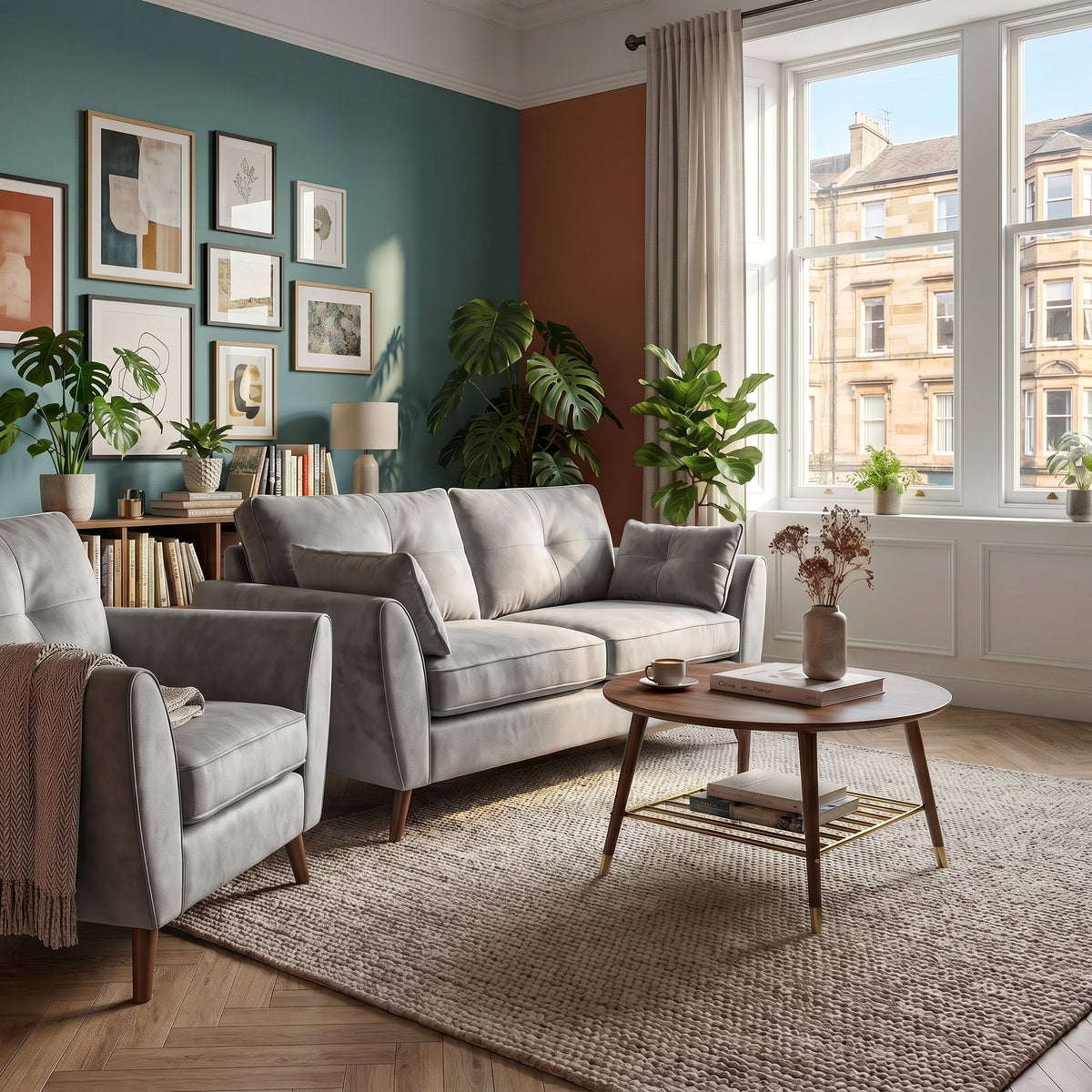 Zara 2 Seater Sofa - 2 Seater Sofa — Plush Silver / Light Feet, gallery image 1