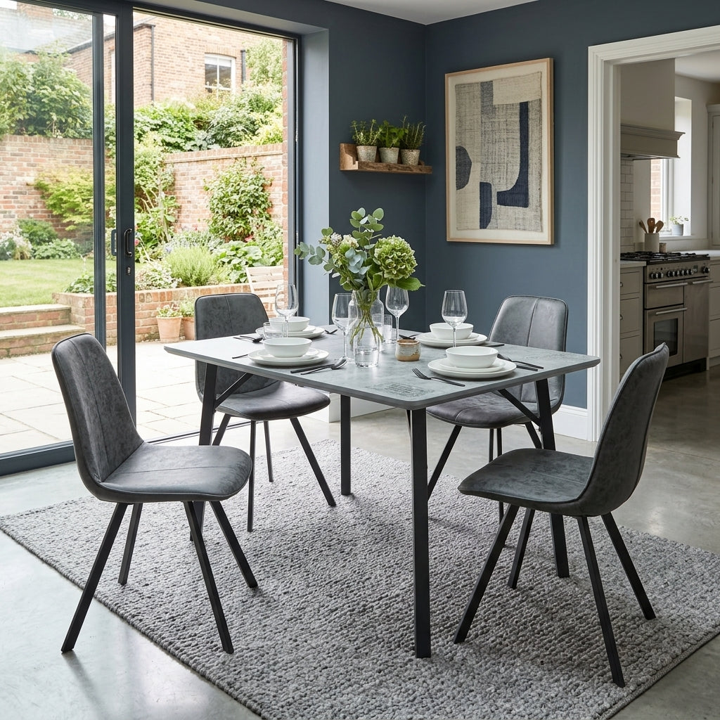Akida Rectangular Dining Table & 4 Dining Chairs Set Dining Sets Sterling Home 2
