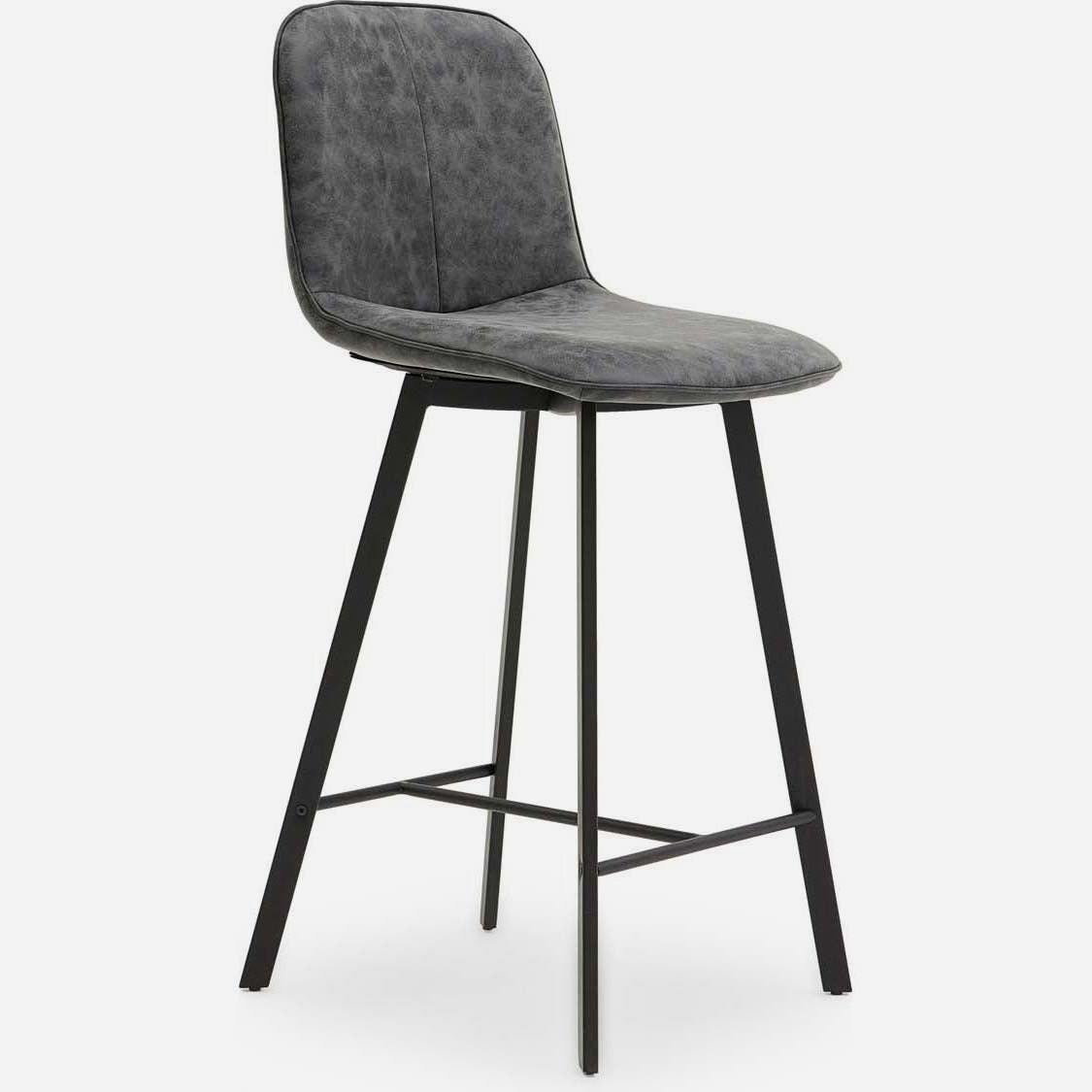 Akida Bar Stool - Bar Stool Faux Concrete / Black Powder Chairs Sterling Home 1