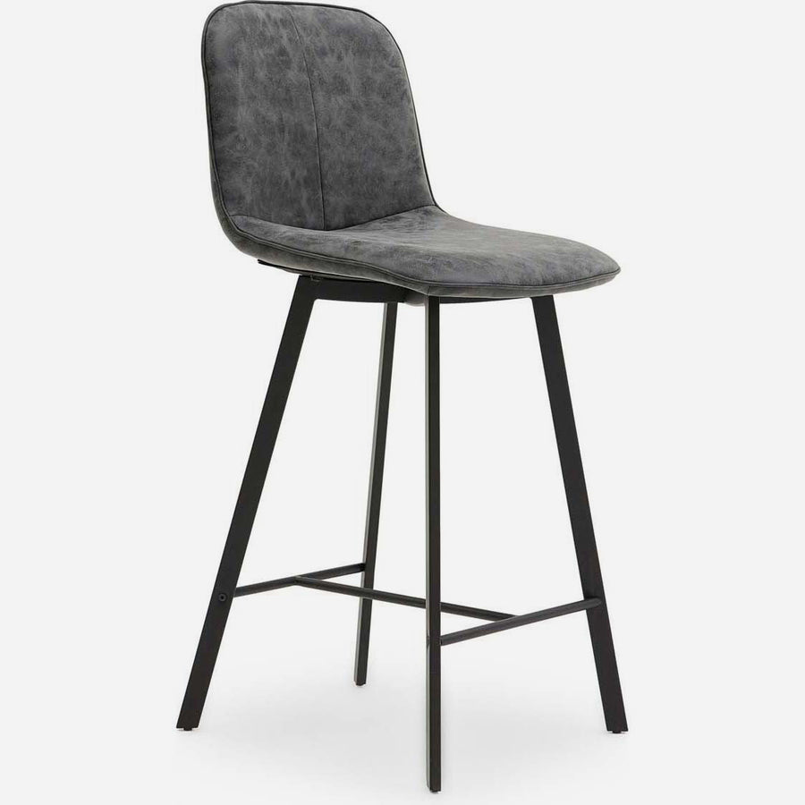 Akida Bar Stool - Bar Stool Faux Concrete / Black Powder Chairs Sterling Home 1