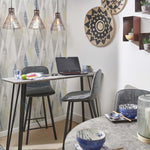 Akida Bar Stool - Bar Stool Faux Concrete / Black Powder Chairs Sterling Home 2