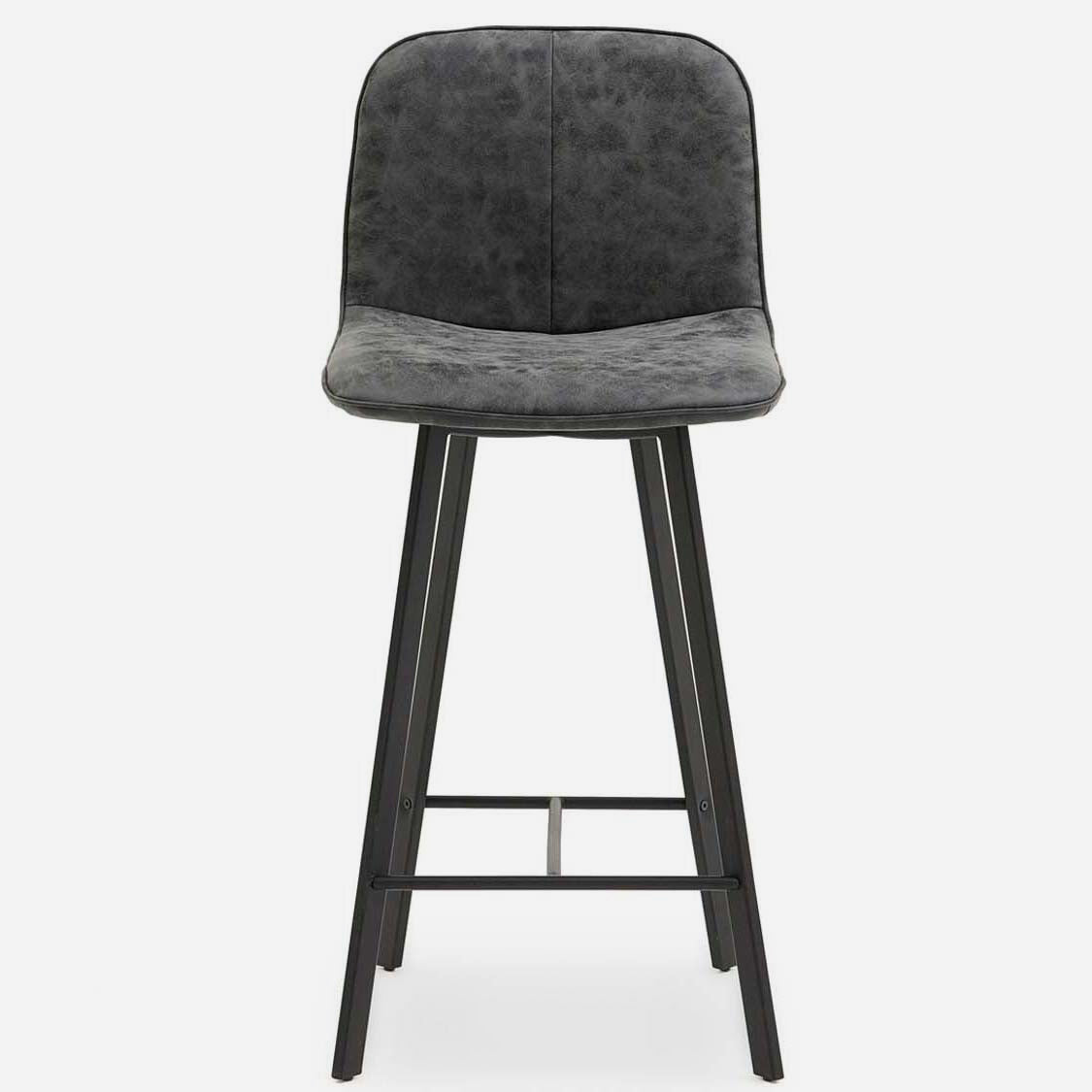 Akida Pair of Faux Concrete Bar Stools - Bar Stool - Pair Faux Concrete / Black Powder Sterling Home 3