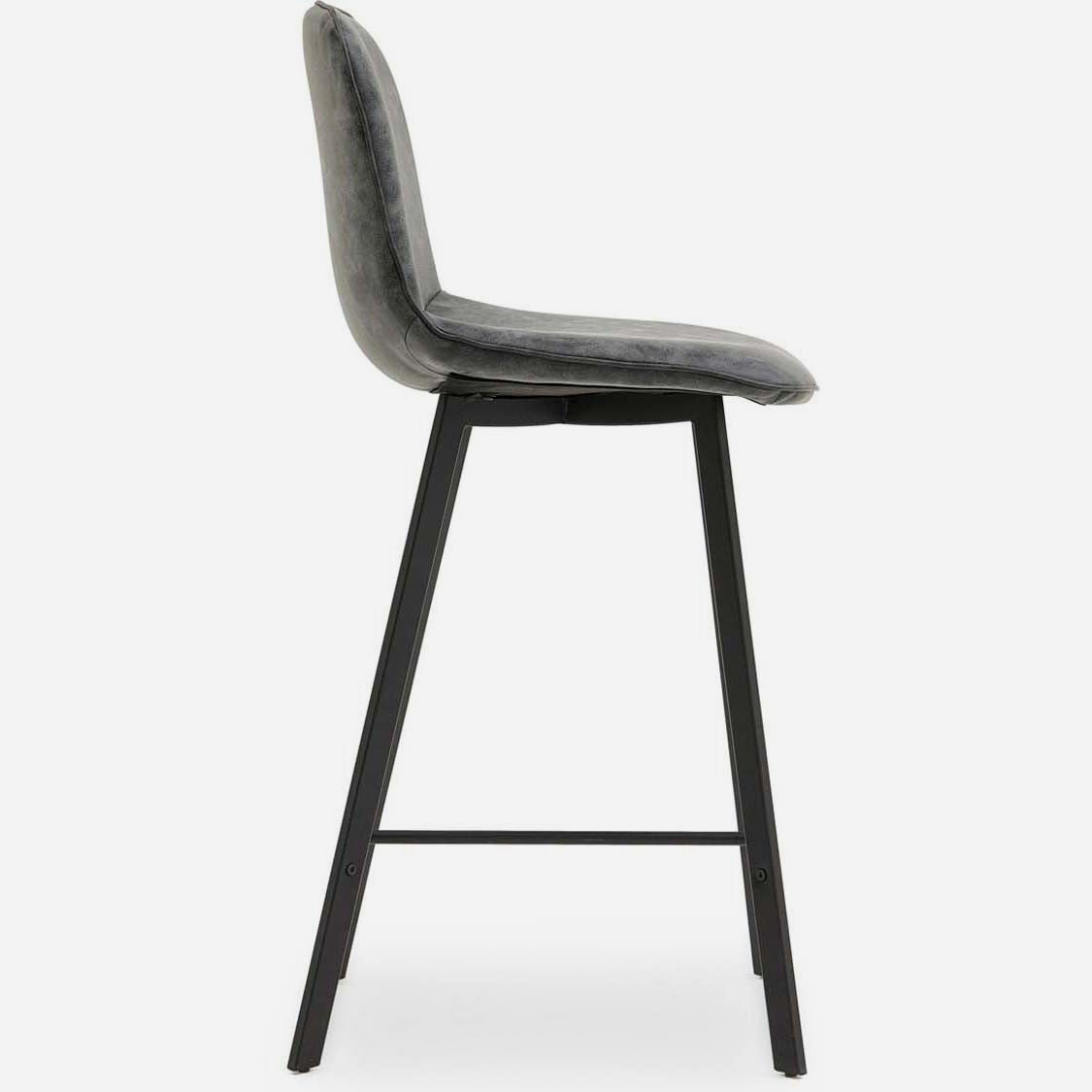 Akida Pair of Faux Concrete Bar Stools - Bar Stool - Pair Faux Concrete / Black Powder Sterling Home 4