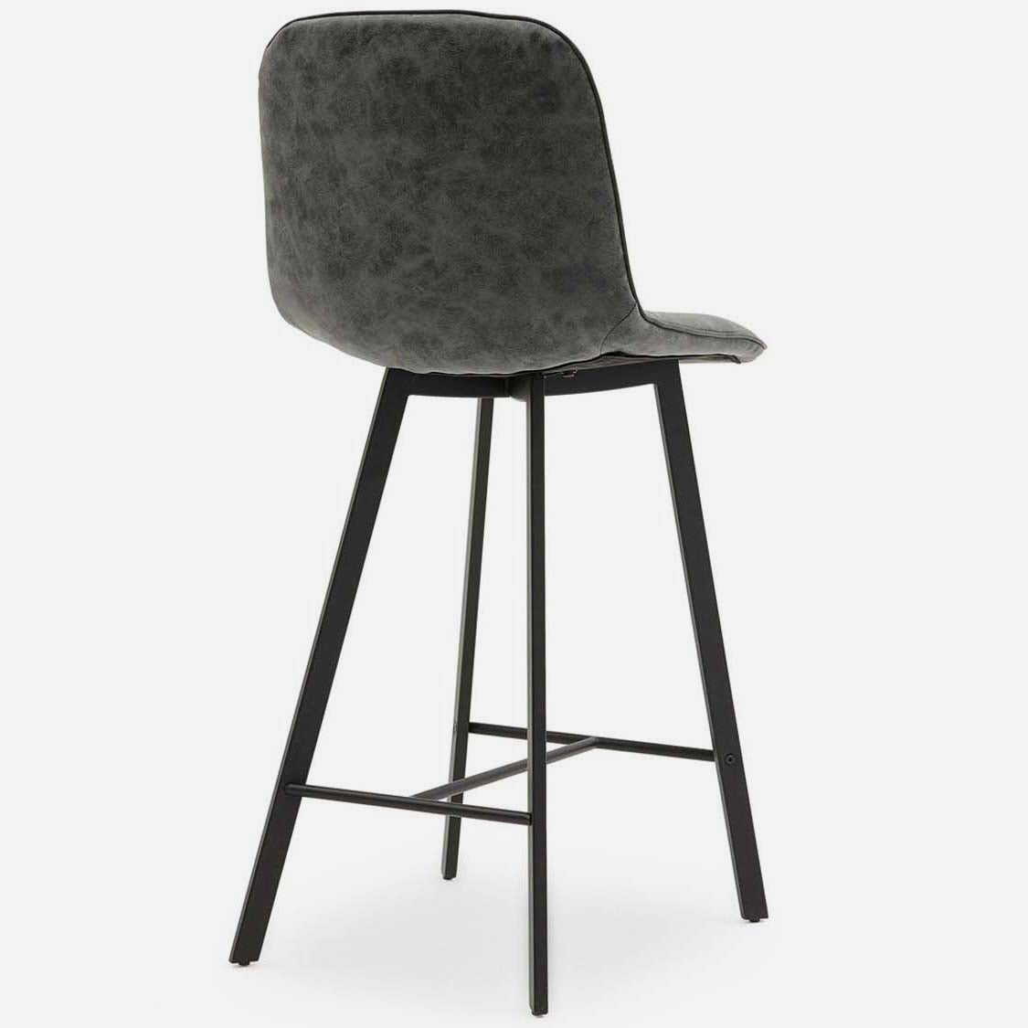 Akida Pair of Faux Concrete Bar Stools - Bar Stool - Pair Faux Concrete / Black Powder Sterling Home 5