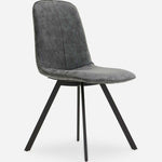 Akida Dining Chair - Dining Chair Grey Faux Leather / Black Powder Chairs Sterling Home 1