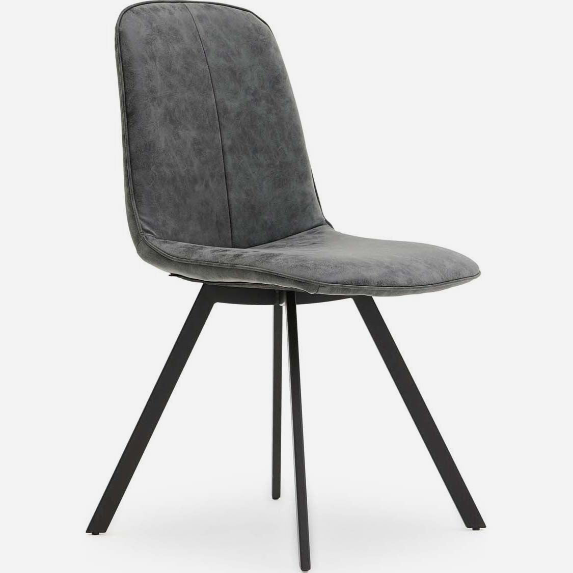 Akida Dining Chair - Dining Chair Grey Faux Leather / Black Powder Chairs Sterling Home 1
