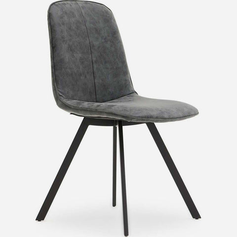 Akida Dining Chair - Dining Chair Grey Faux Leather / Black Powder Chairs Sterling Home 1