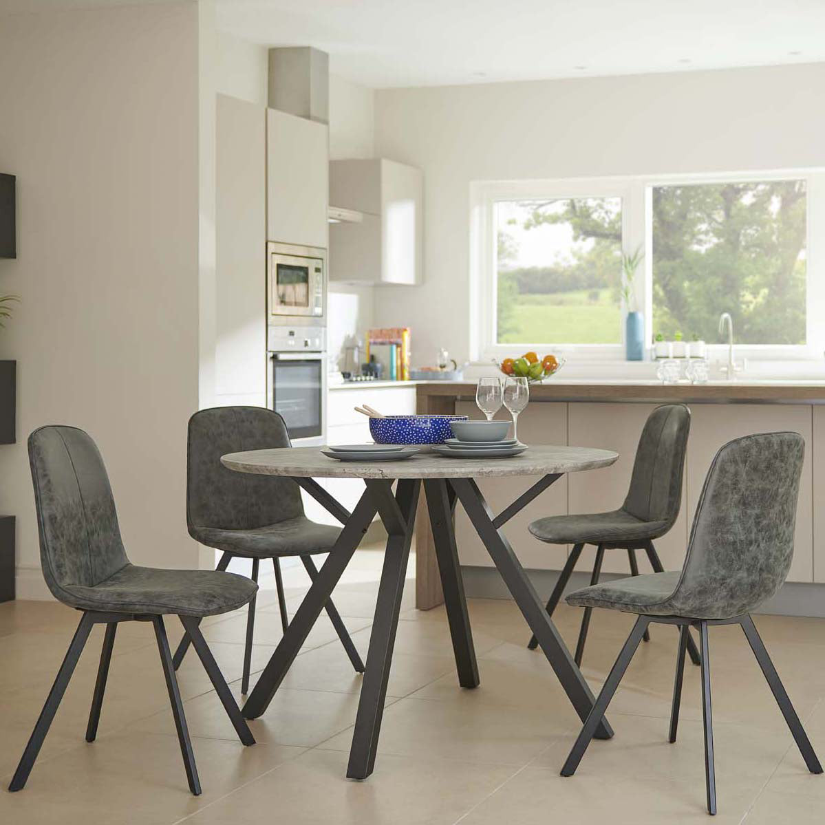 Akida Round Dining Table & 4 Chairs Set Dining Sets Sterling Home 2