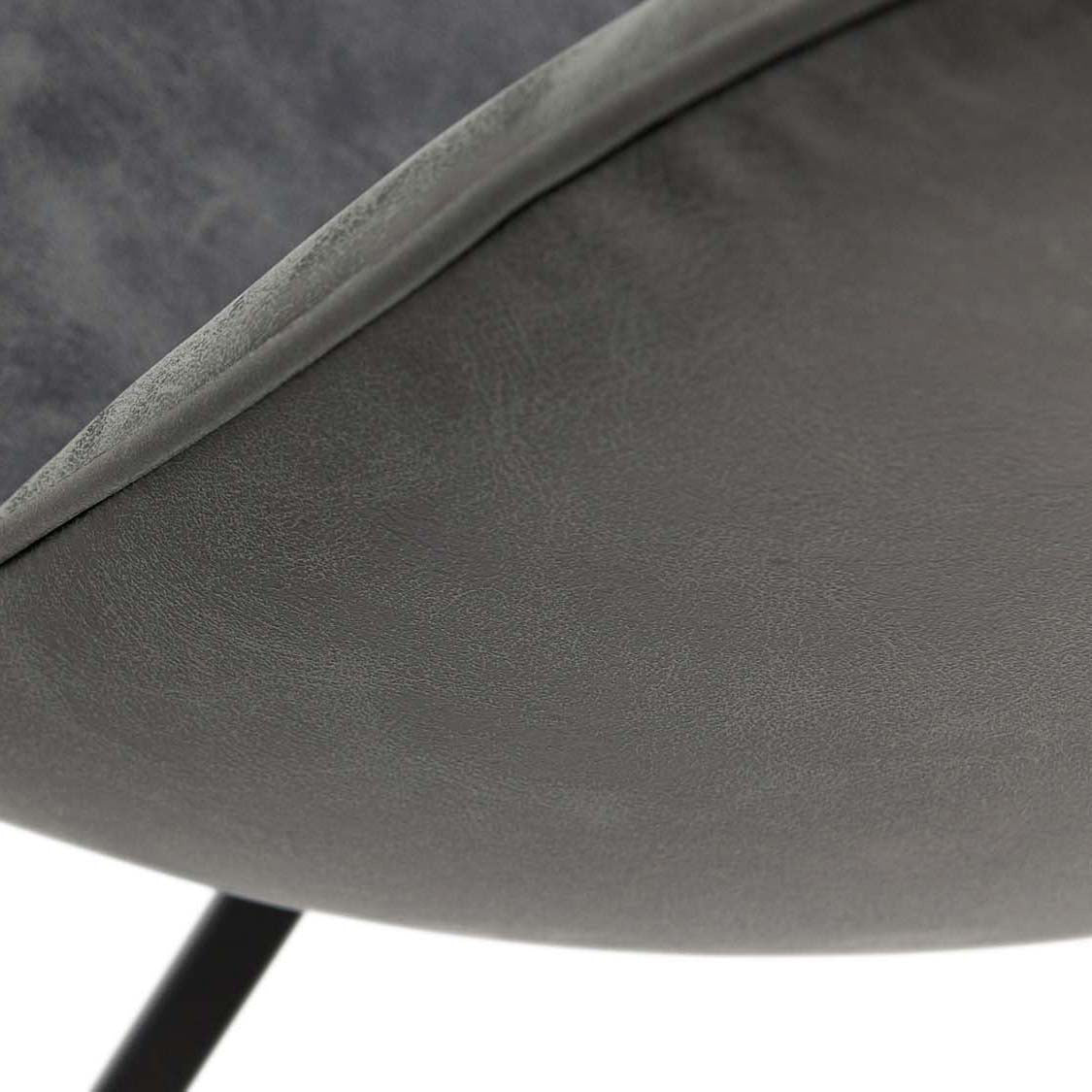 Akida Dining Chair - Dining Chair Grey Faux Leather / Black Powder Chairs Sterling Home 4