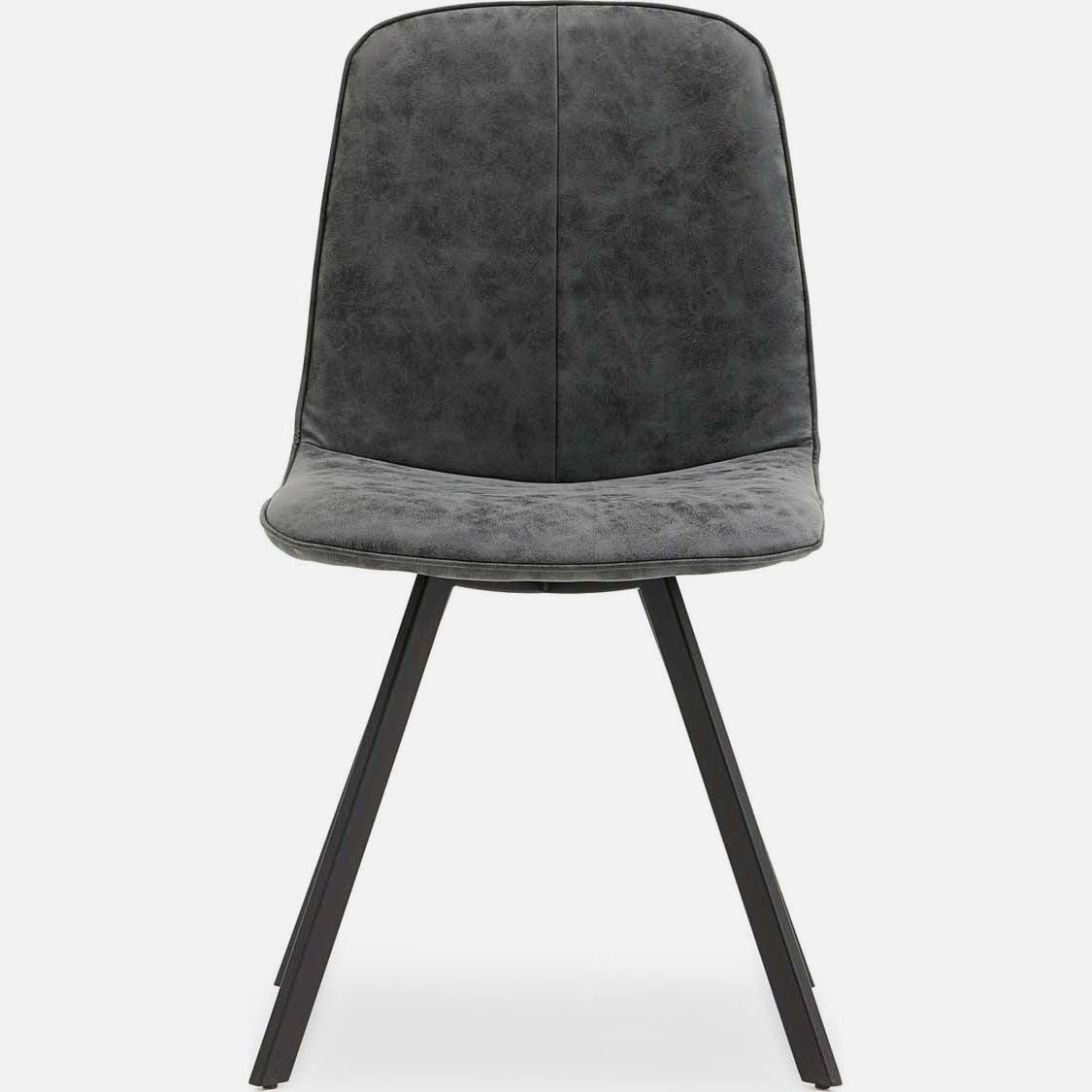 Akida Dining Chair - Dining Chair Grey Faux Leather / Black Powder Chairs Sterling Home 5