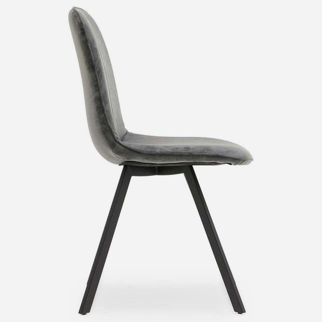 Akida Dining Chair - Dining Chair Grey Faux Leather / Black Powder Chairs Sterling Home 6