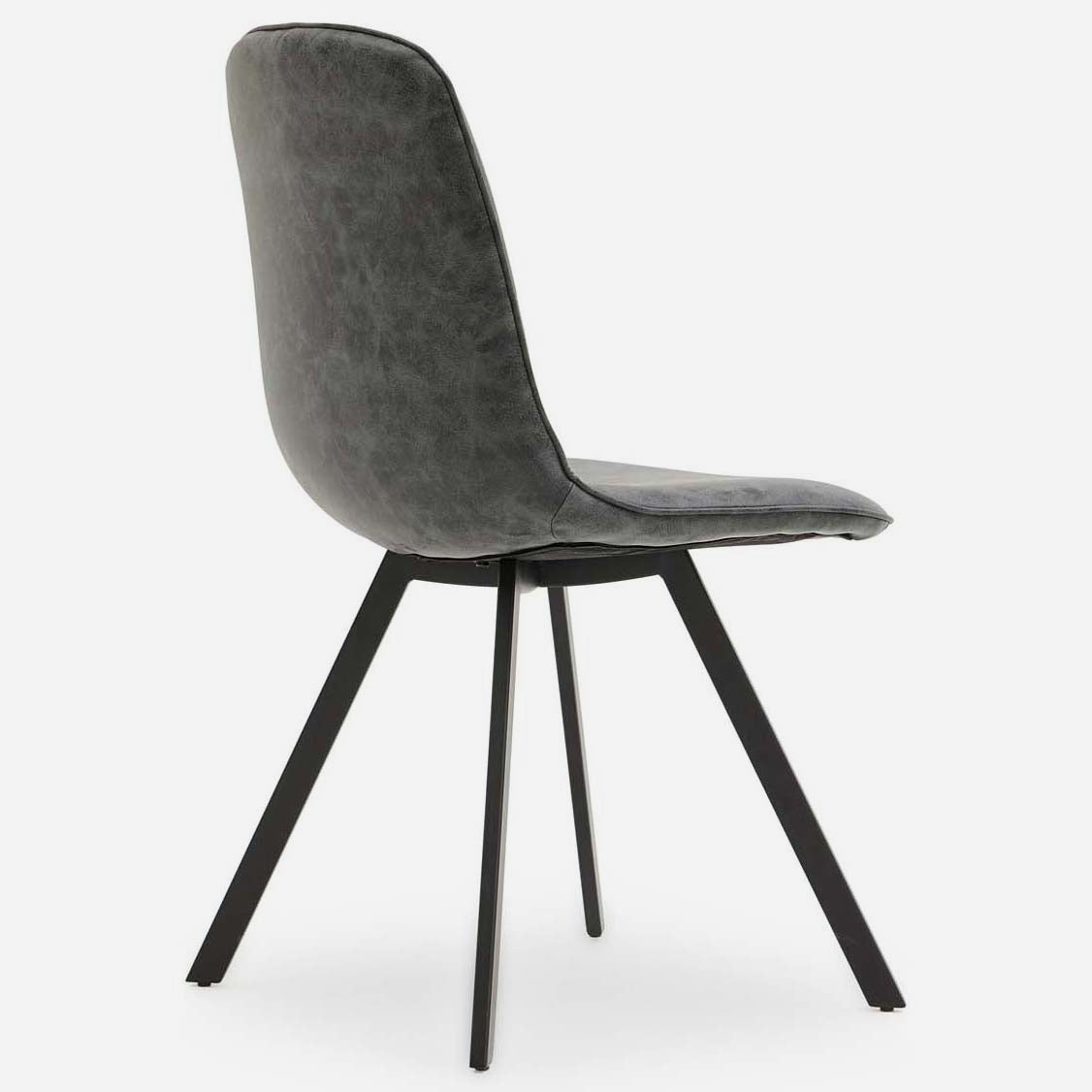 Akida Dining Chair - Dining Chair Grey Faux Leather / Black Powder Chairs Sterling Home 7