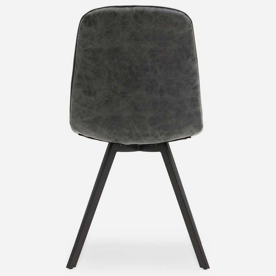 Akida Dining Chair - Dining Chair Grey Faux Leather / Black Powder Chairs Sterling Home 8