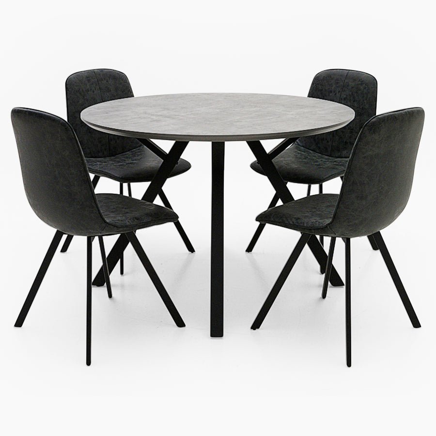 Akida Round Dining Table & 4 Chairs Set Tables Sterling Home 1
