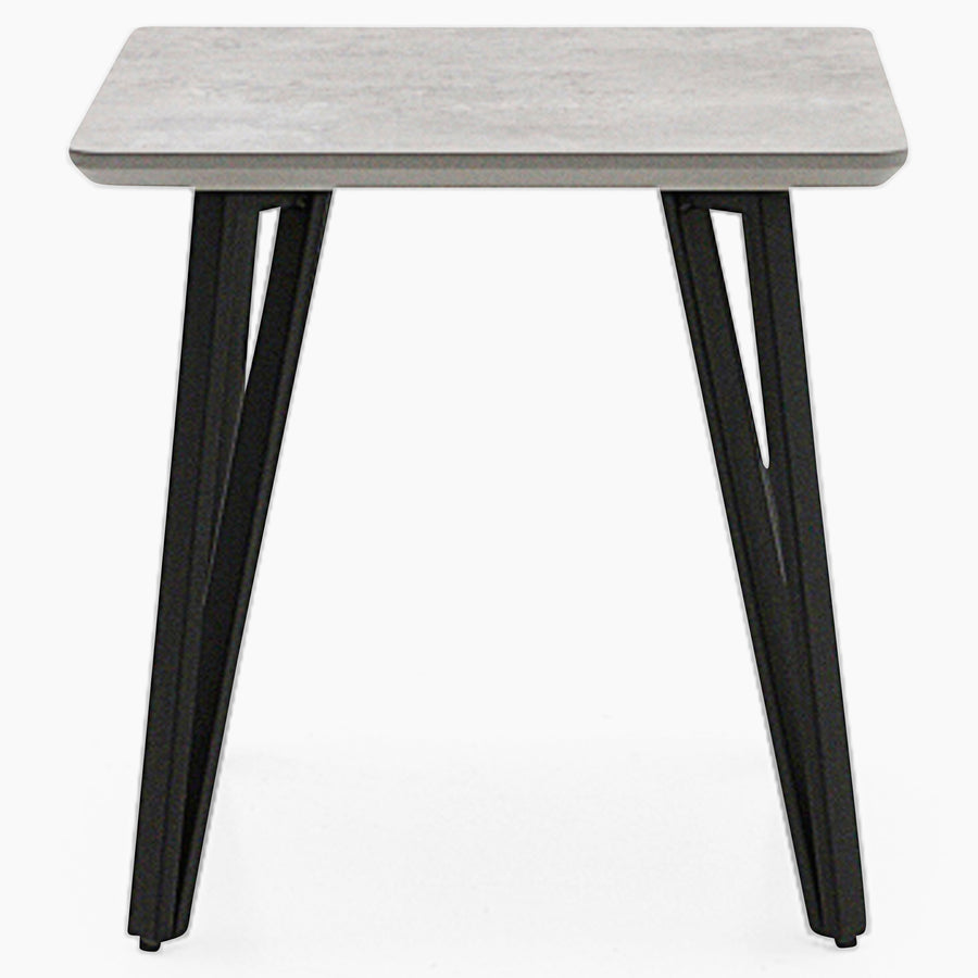 Akida Side Table - Lamp Table Faux Concrete / Black Powder Tables Sterling Home 1