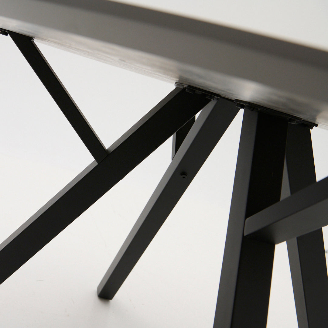 Akida Round Dining Table - Round Dining Table Faux Concrete / Black Powder Tables Sterling Home 5