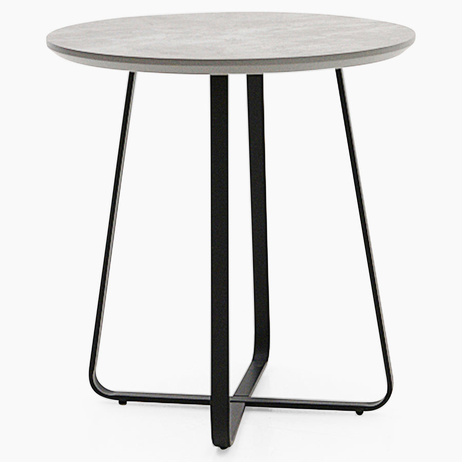 Akida Round Side Table - Round Wine Table Faux Concrete / Black Powder Tables Sterling Home 1