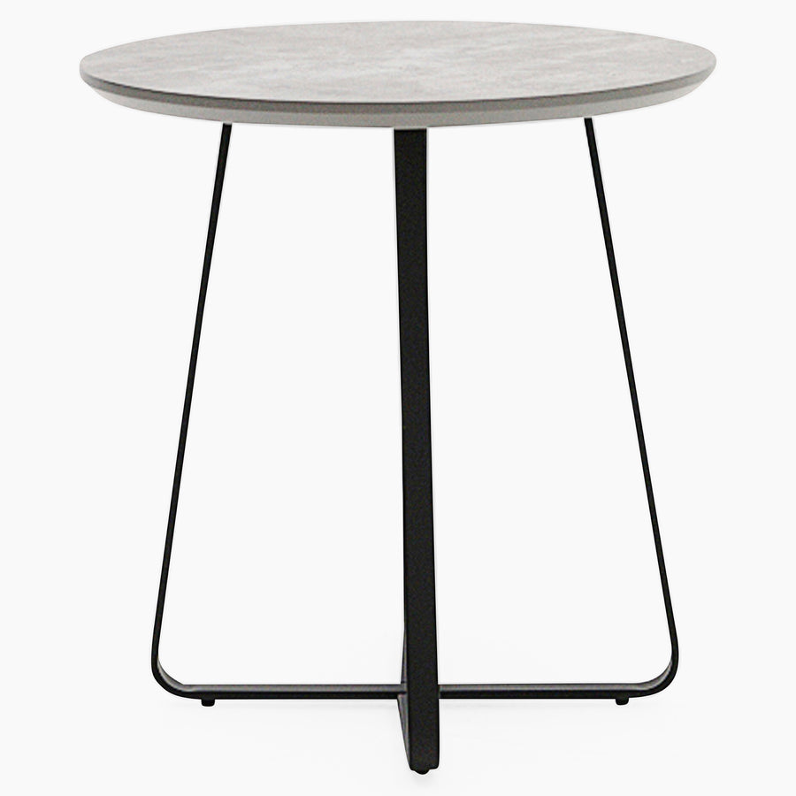 Akida Round Side Table - Round Wine Table Faux Concrete / Black Powder Tables Sterling Home 2