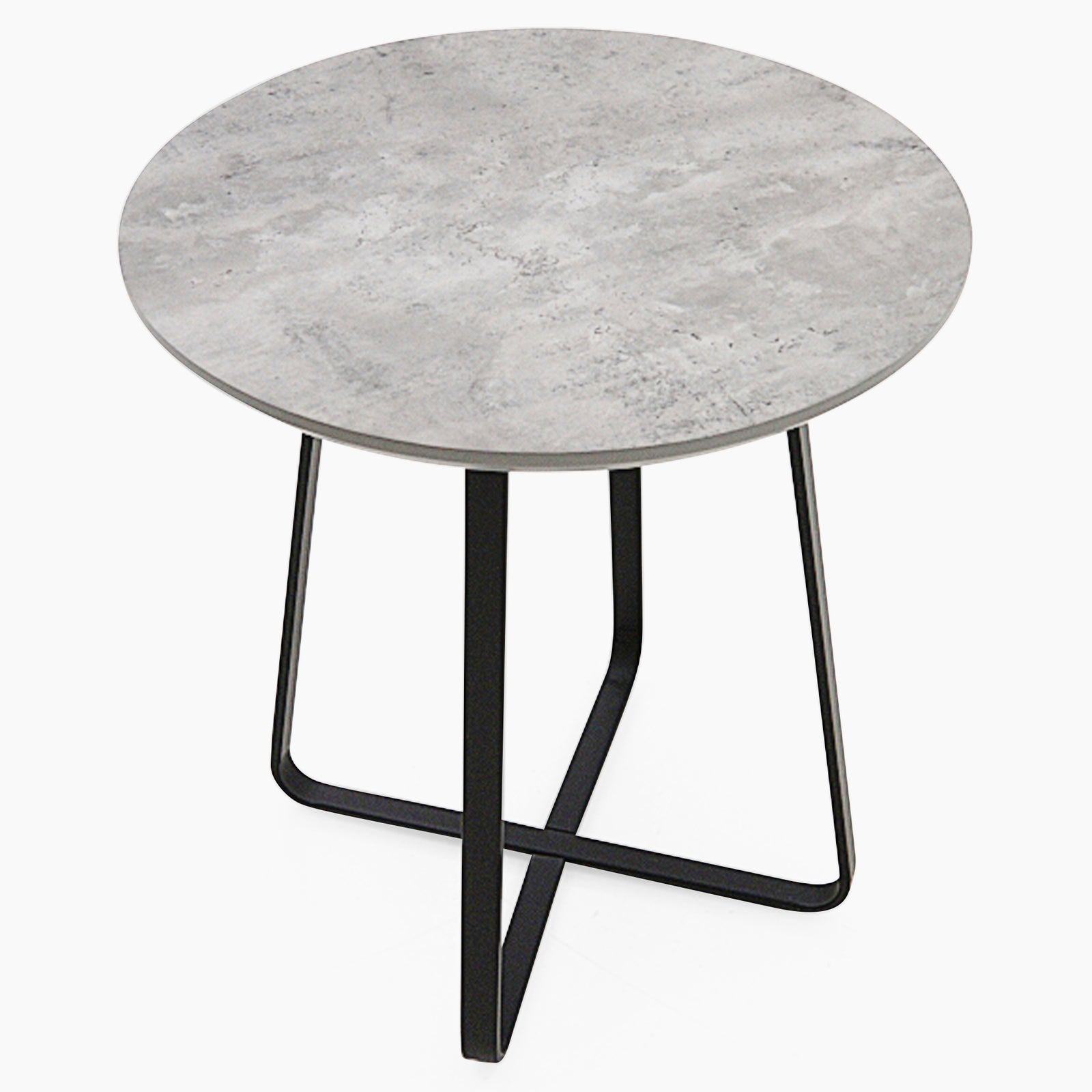Akida Round Side Table - Round Wine Table Faux Concrete / Black Powder Side Tables Sterling Home 3