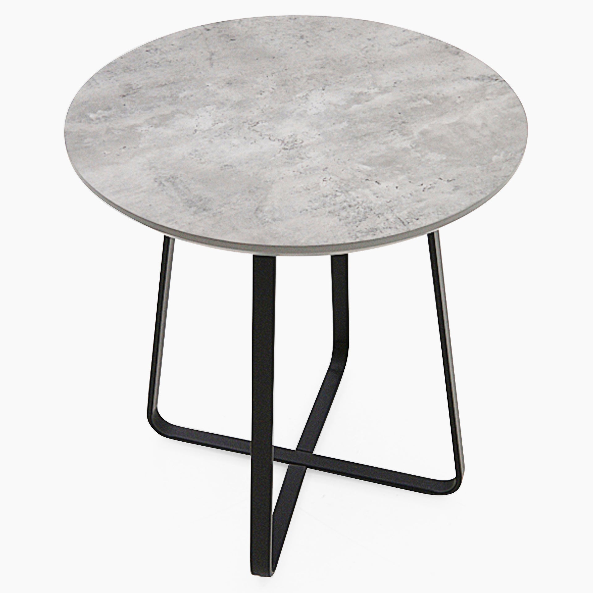 Akida Round Side Table - Round Wine Table Faux Concrete / Black Powder Tables Sterling Home 3