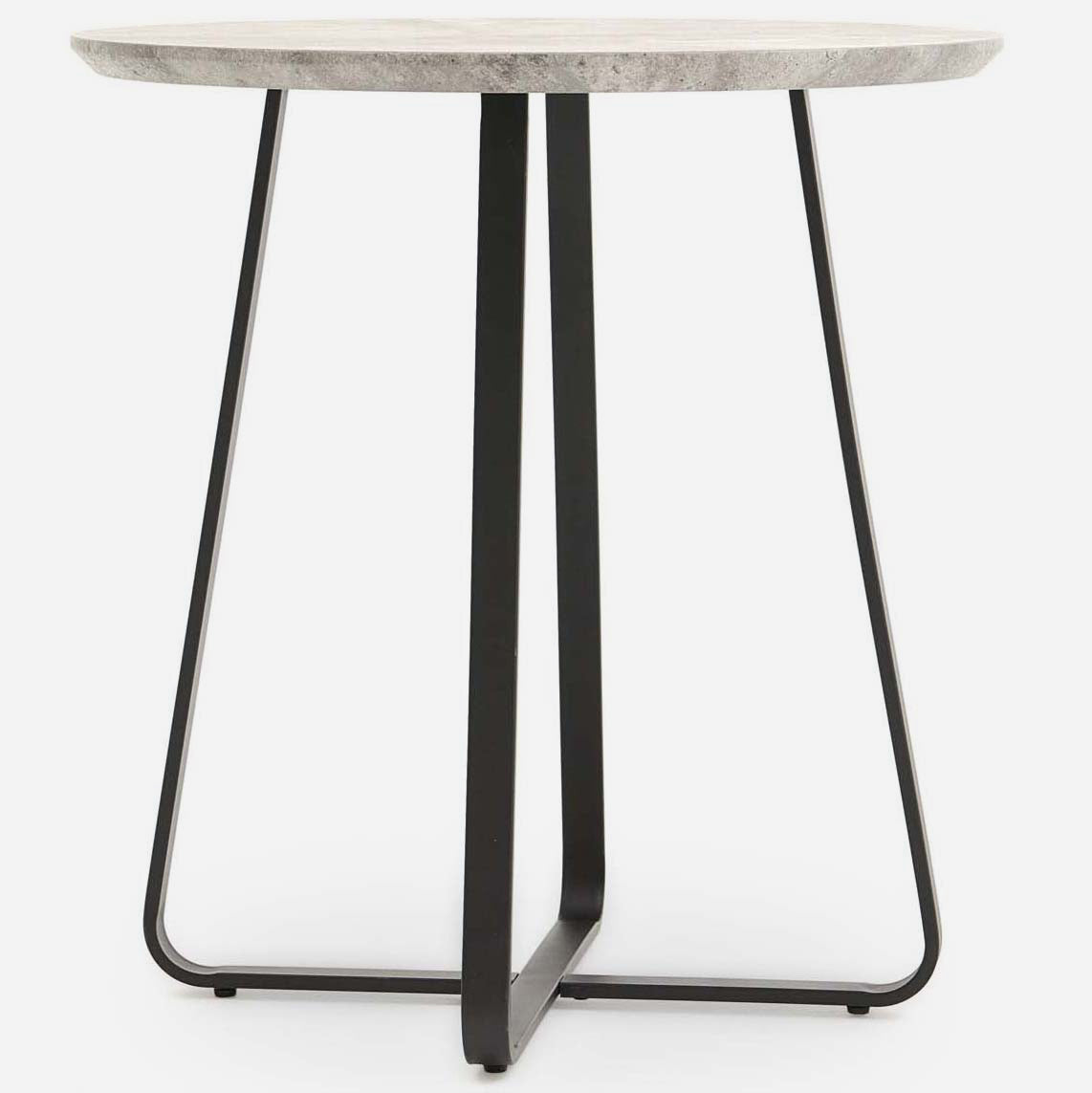 Akida Round Side Table - Round Wine Table Faux Concrete / Black Powder Tables Sterling Home 5
