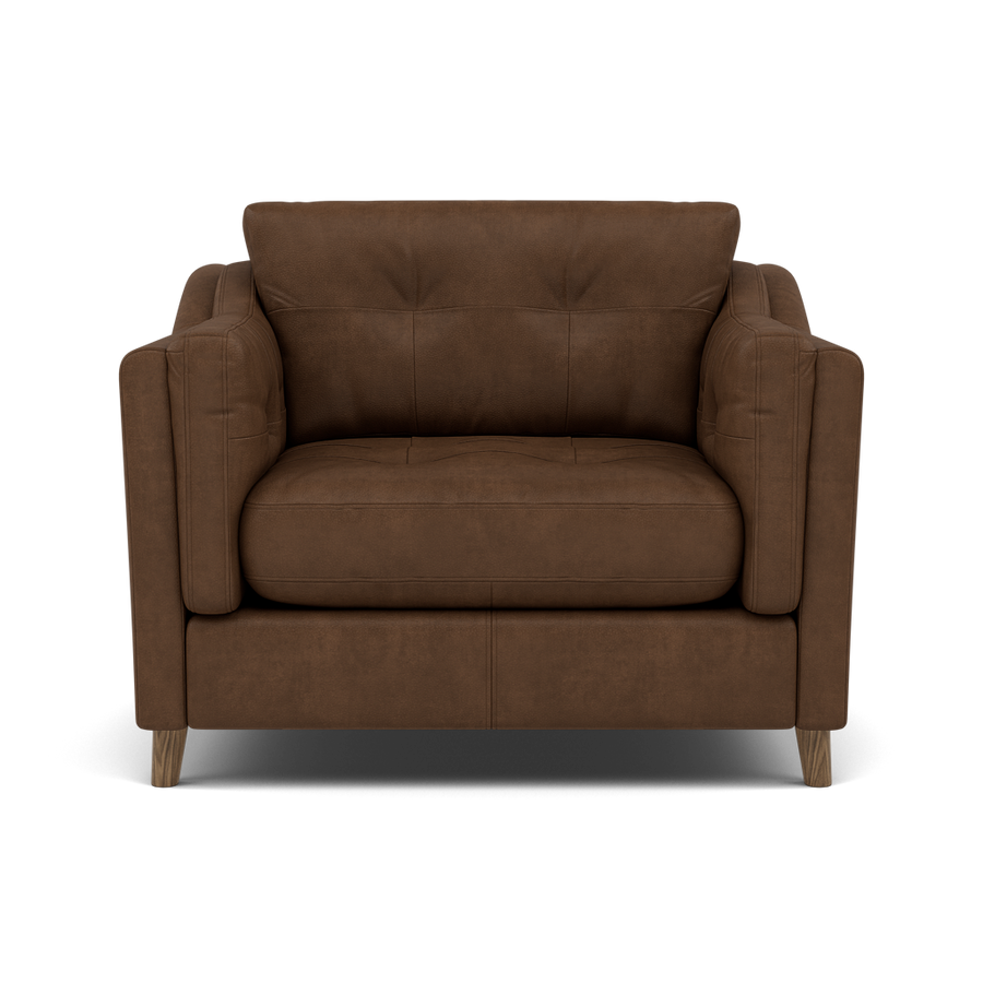 Alexander & James Saddler Armchair - Chair Grade A Leather Sterling Home Weathered Oak Feet Tote Tobacco 1