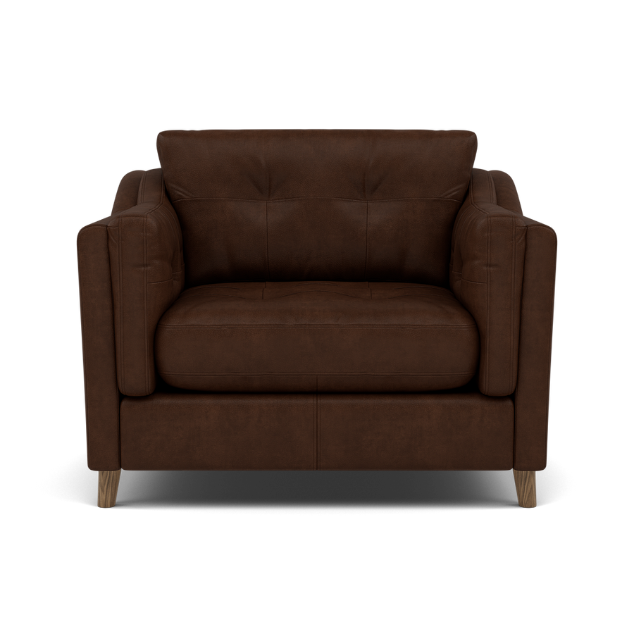 Alexander & James Saddler Armchair - Chair Grade A Leather Sterling Home Weathered Oak Feet Tote Tiramisu 2