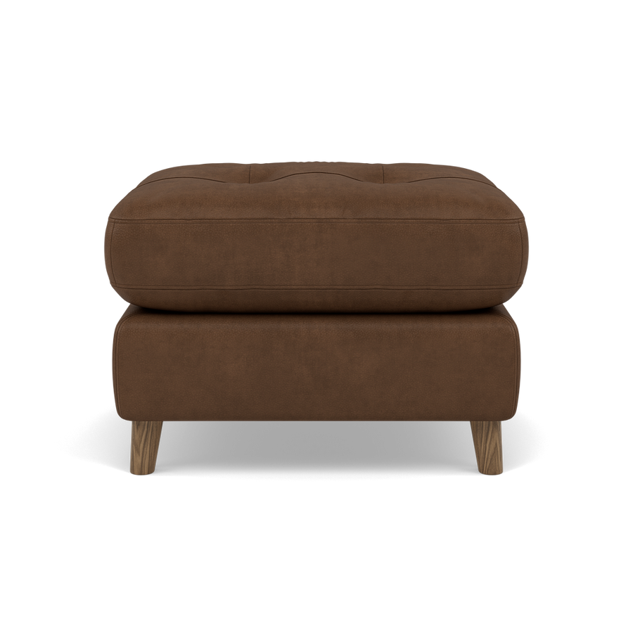 Alexander & James Saddler Footstool - Footstool Grade A Leather Sterling Home Weathered Oak Feet Tote Tobacco 1