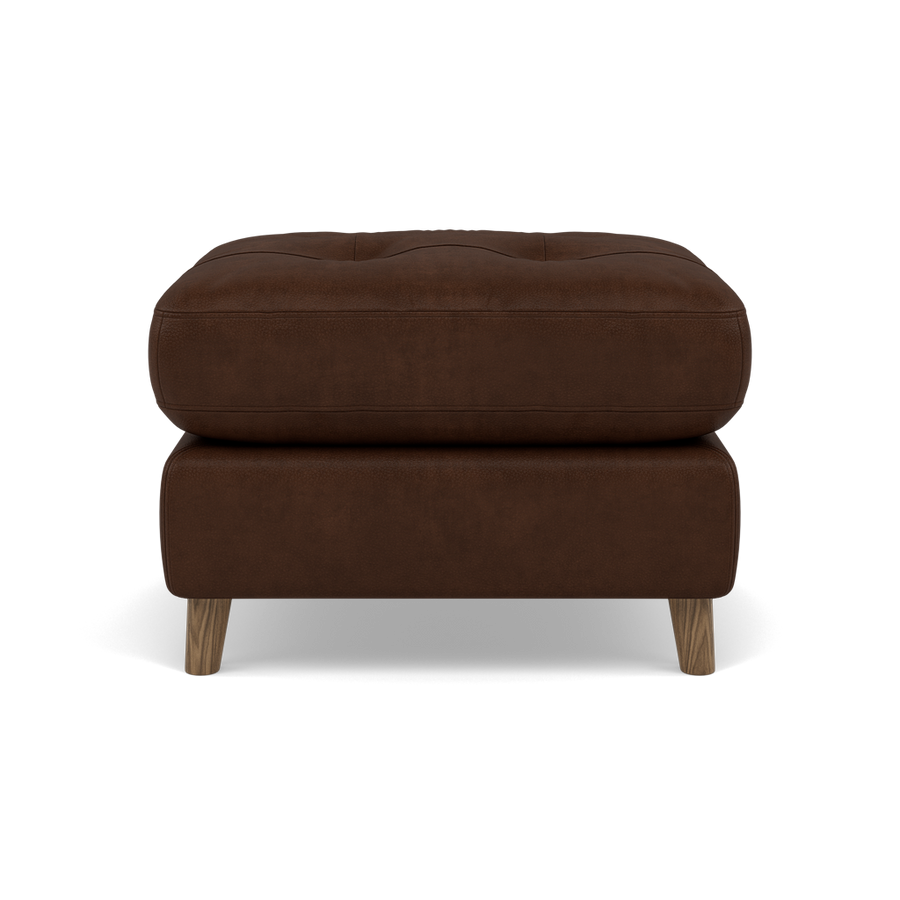 Alexander & James Saddler Footstool - Footstool Grade A Leather Sterling Home Weathered Oak Feet Tote Tiramisu 2