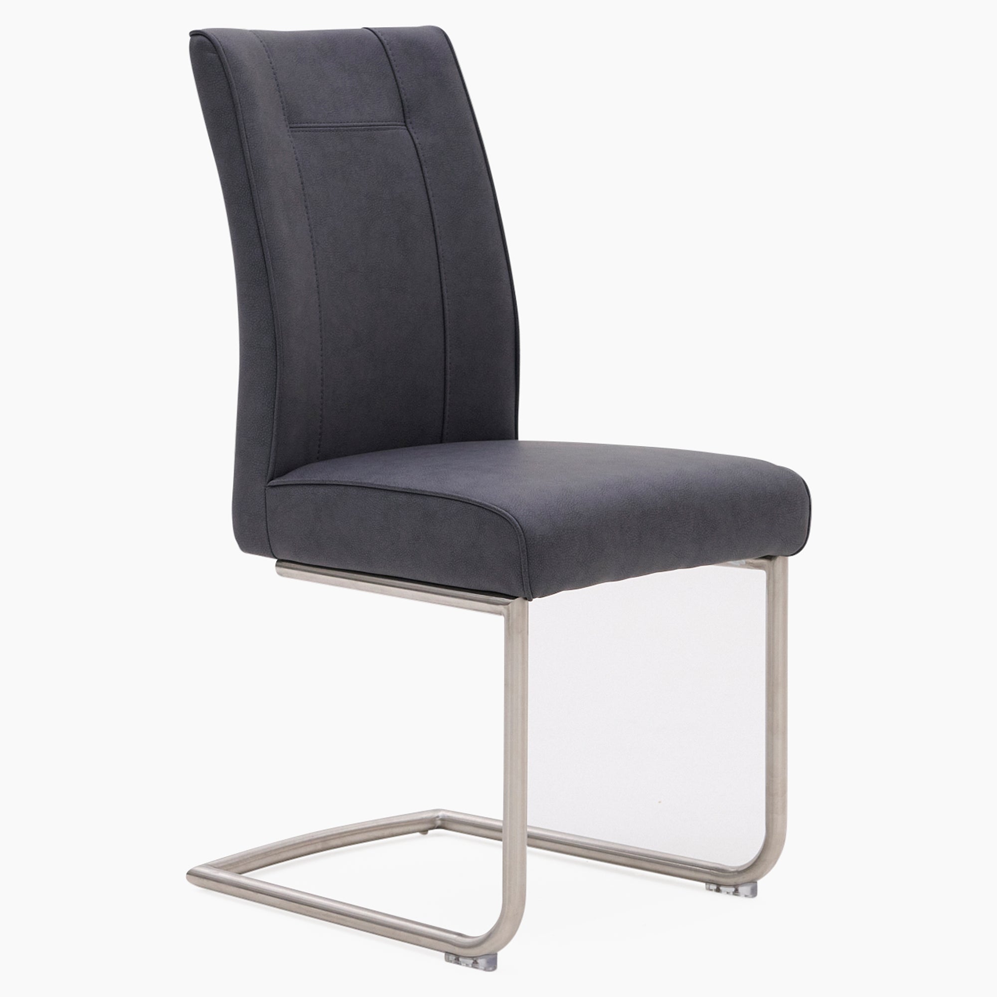 Alpha Contour Dining Chair - Contour Dining Chair Dark Grey Leather Look Chairs Sterling Home 6