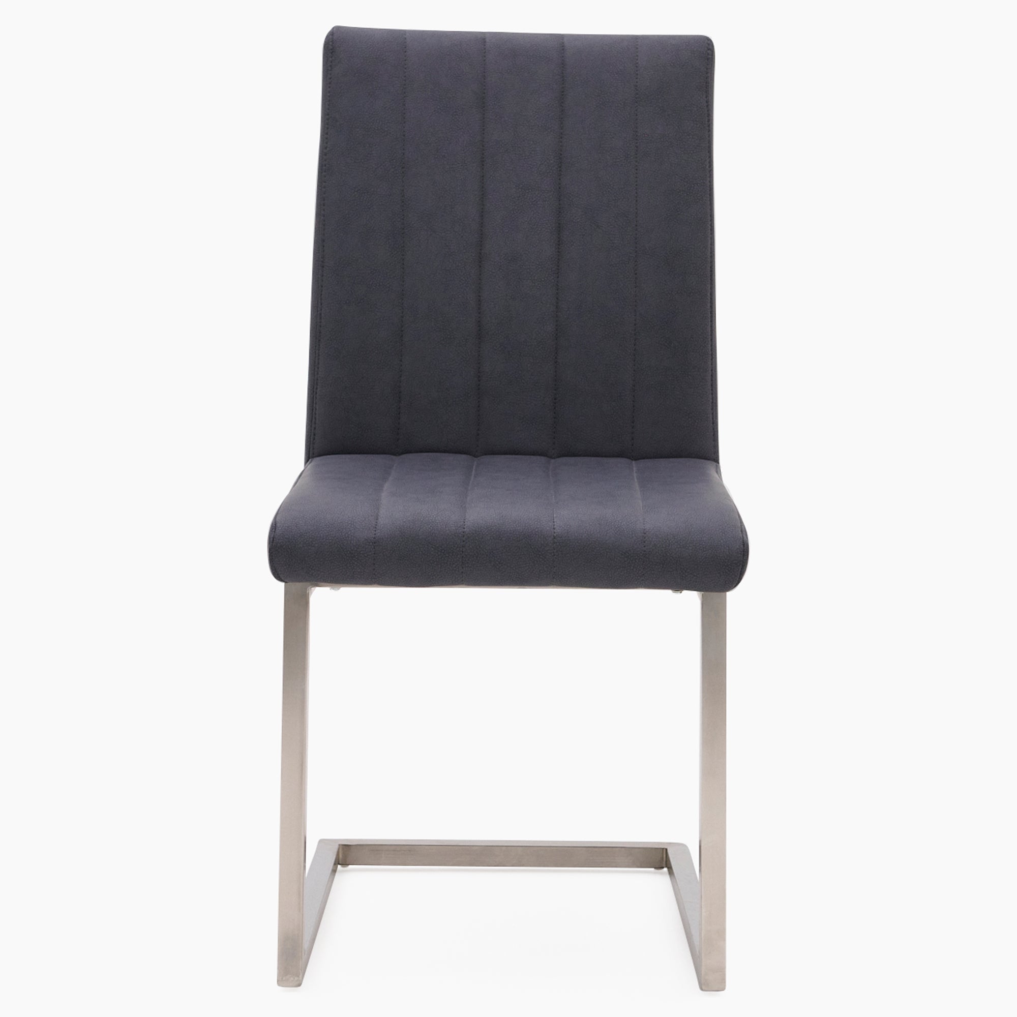 Alpha Dining Chair - Dining Chair Dark Grey Leather Look - Dark Grey Faux Leather Chairs Sterling Home 1