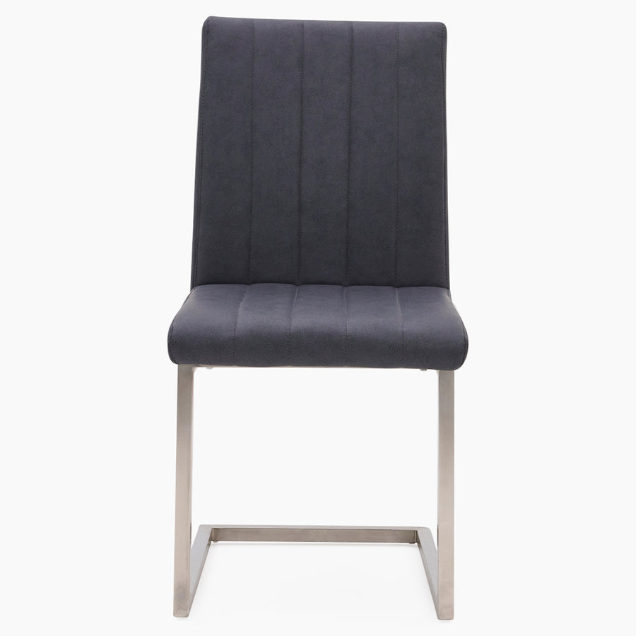 Alpha Dining Chair - Dining Chair Dark Grey Leather Look - Dark Grey Faux Leather Chairs Sterling Home 1