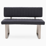 Alpha Bench - Side Bench Dark Grey Leather Look - Dark Grey Faux Leather Chairs Sterling Home 1