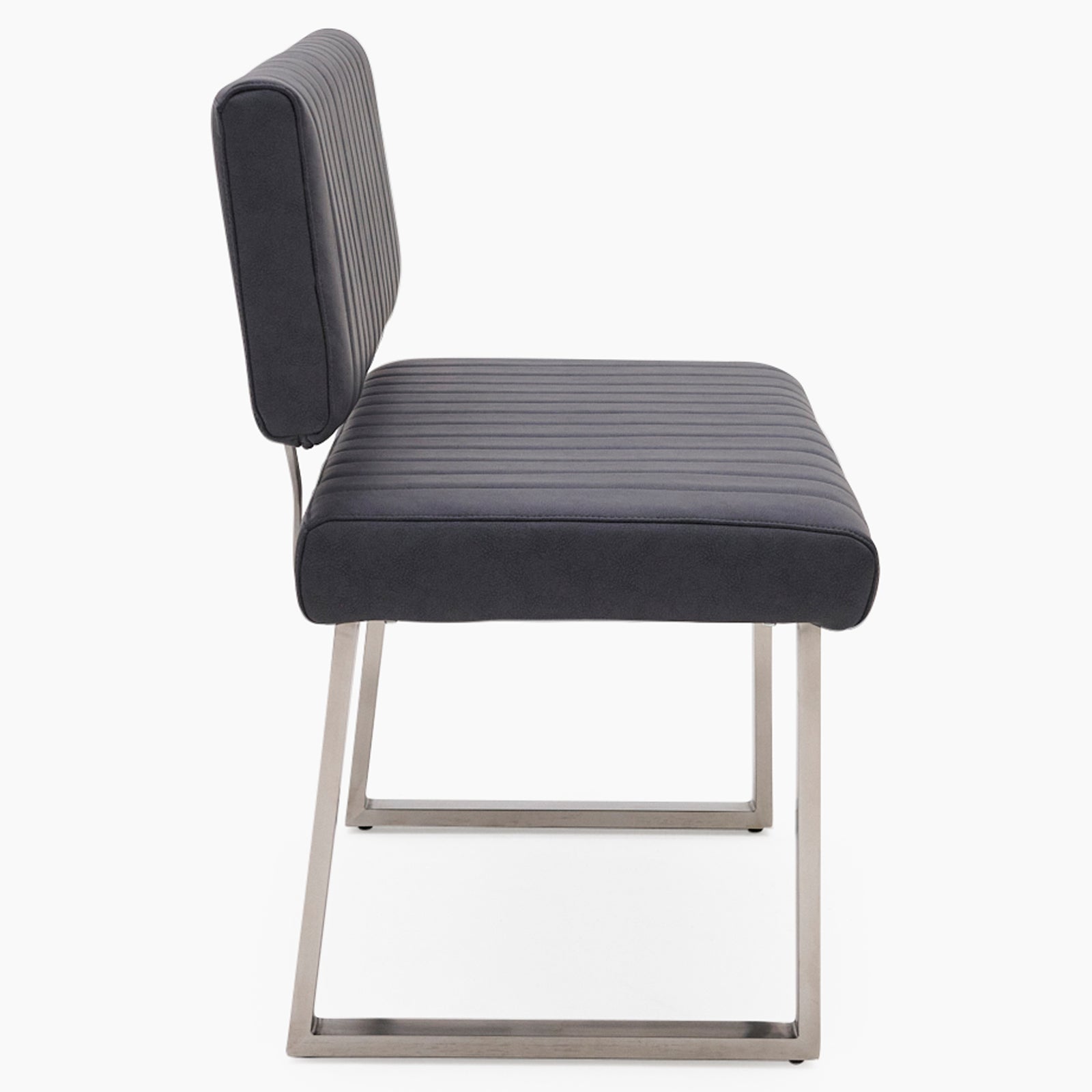 Alpha Bench - Side Bench Dark Grey Leather Look - Dark Grey Faux Leather Chairs Sterling Home 3