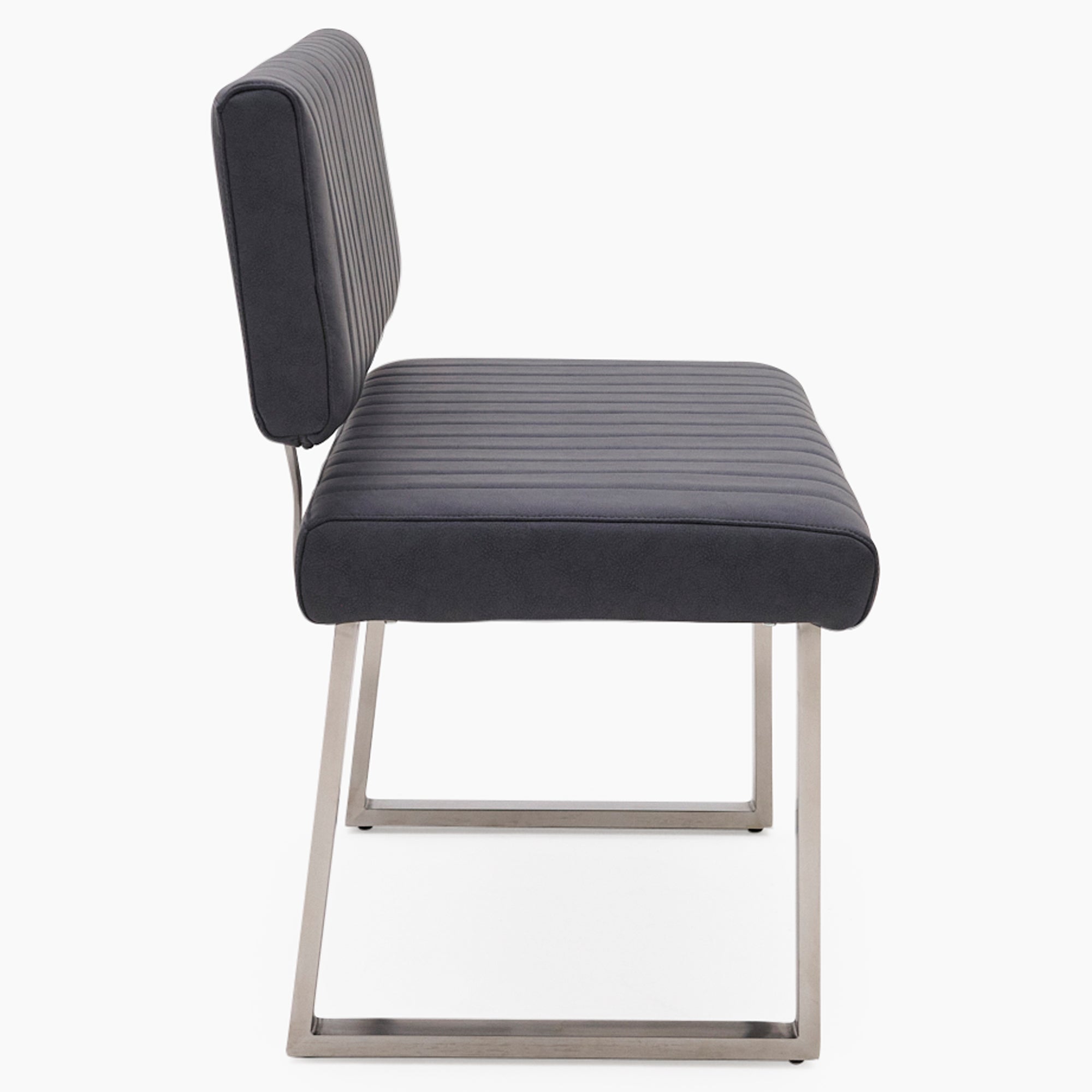 Alpha Bench - Side Bench Dark Grey Leather Look - Dark Grey Faux Leather Chairs Sterling Home 3