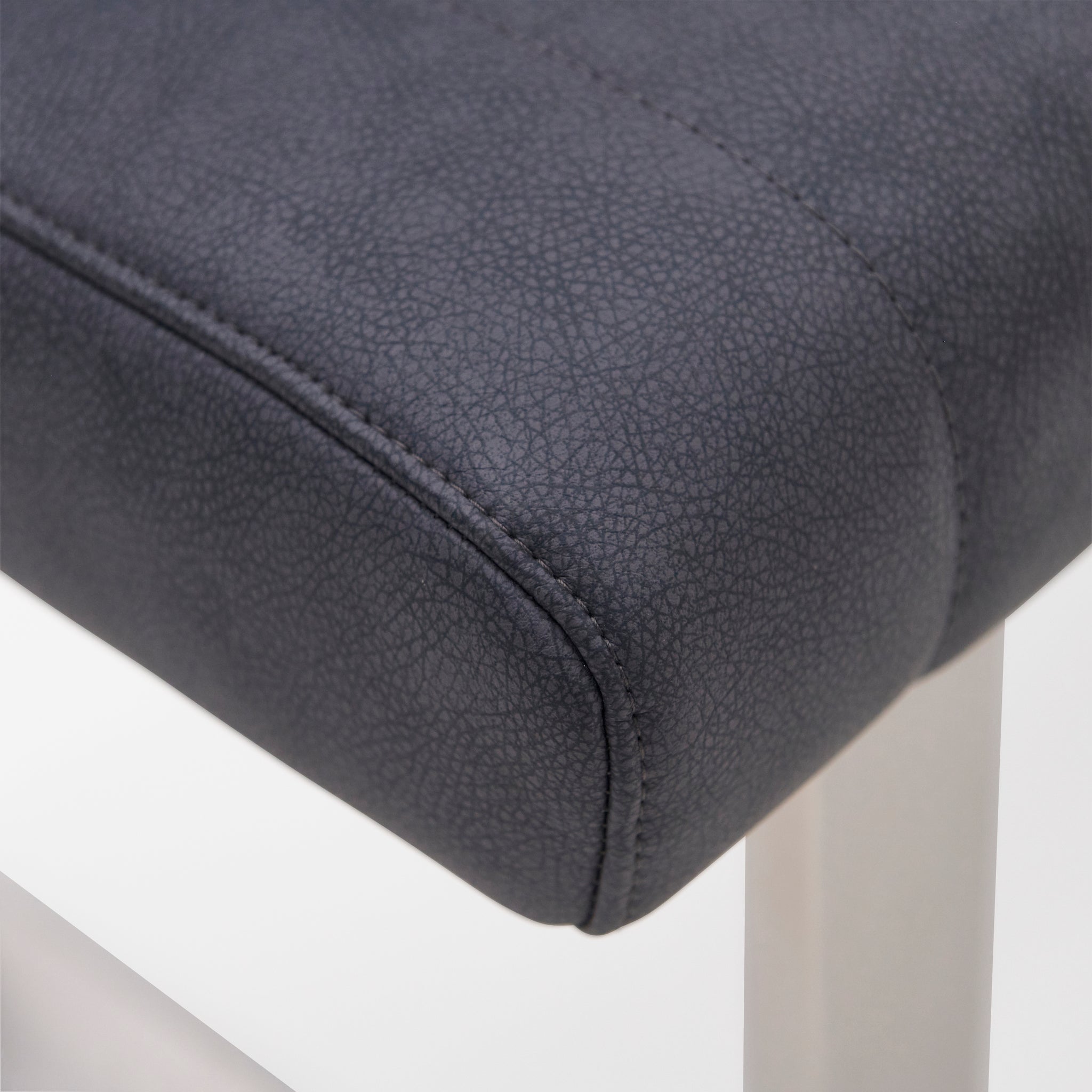 Alpha Bench - Side Bench Dark Grey Leather Look - Dark Grey Faux Leather Chairs Sterling Home 4