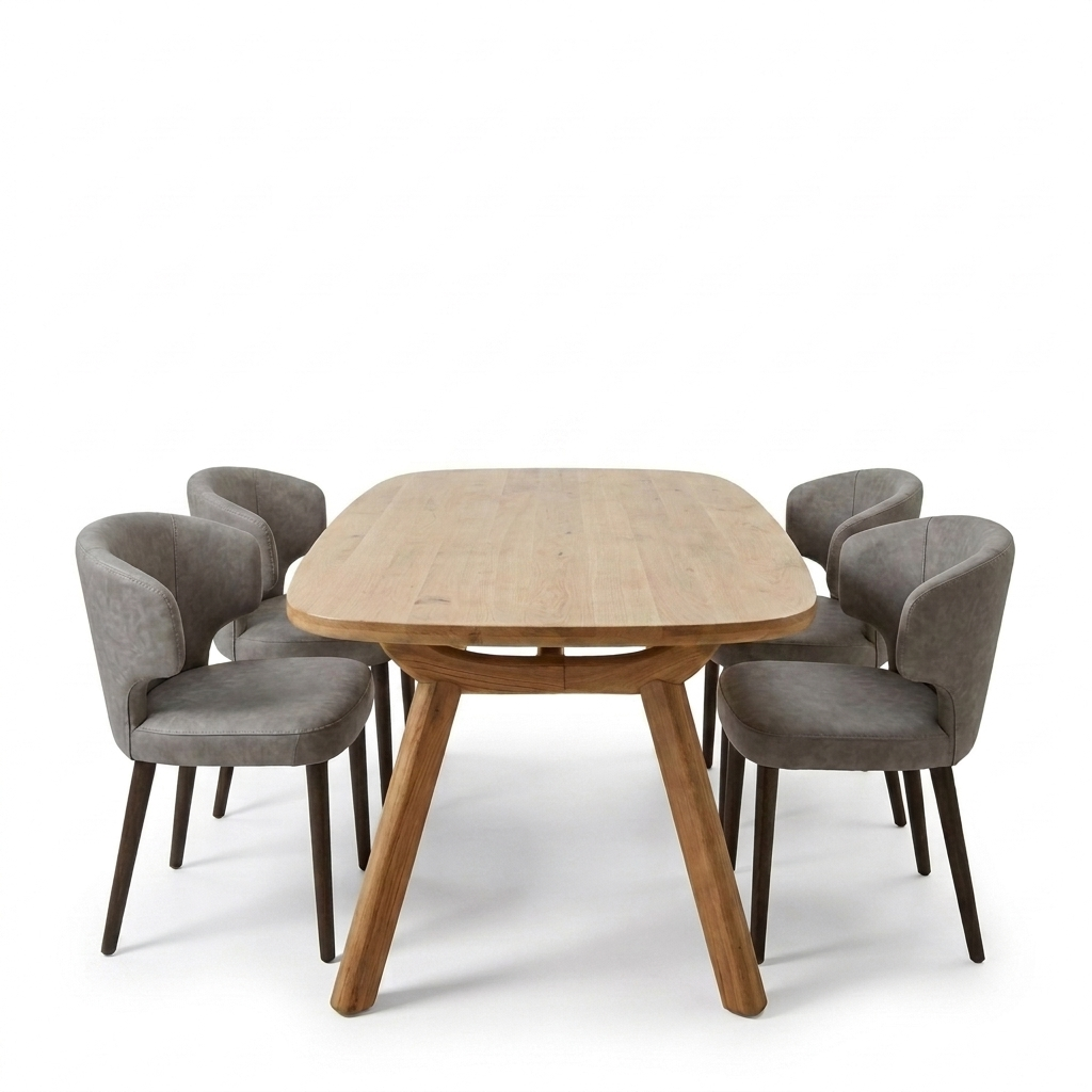 Alverra 200cm Dining Table & 4 Reef Dining Chairs Set