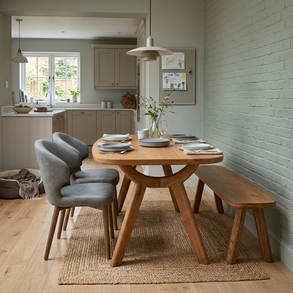 Alverra 200cm Dining Table, 2 Reef Dining Chairs & Bench Set