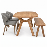 Alverra 200cm Dining Table, 2 Reef Dining Chairs & Bench Set