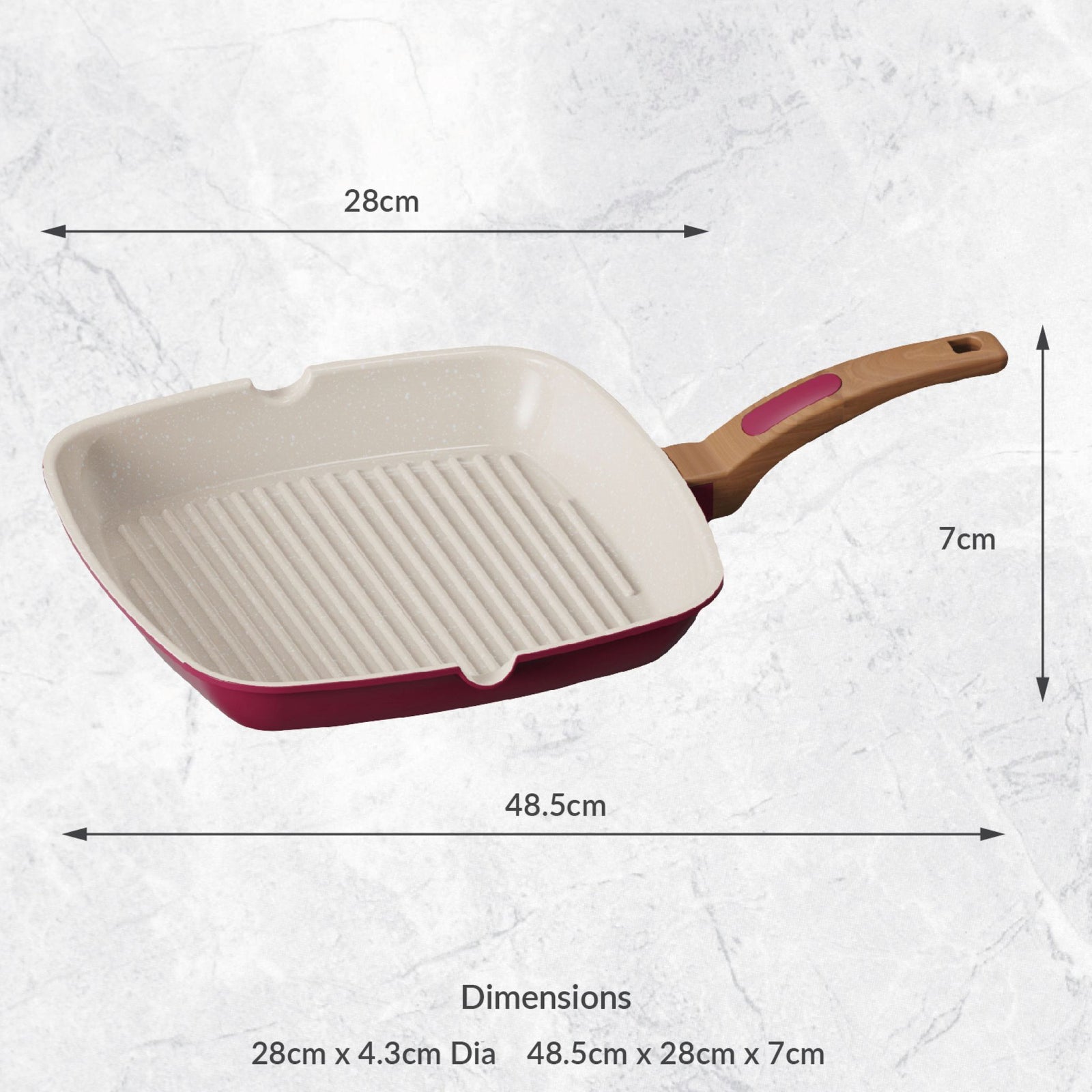 Grill Pan Red - Grill Pan 28CM Raspberry Sterling Home 2