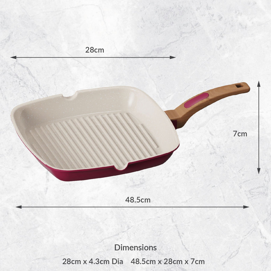 Grill Pan Red - Grill Pan 28CM Raspberry Sterling Home 2