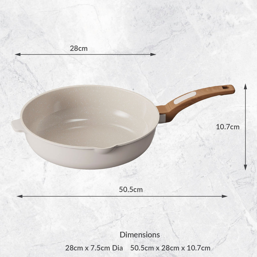 Deep Frying Pan Beige - Deep Frying Pan 28CM Ivory Sterling Home 2