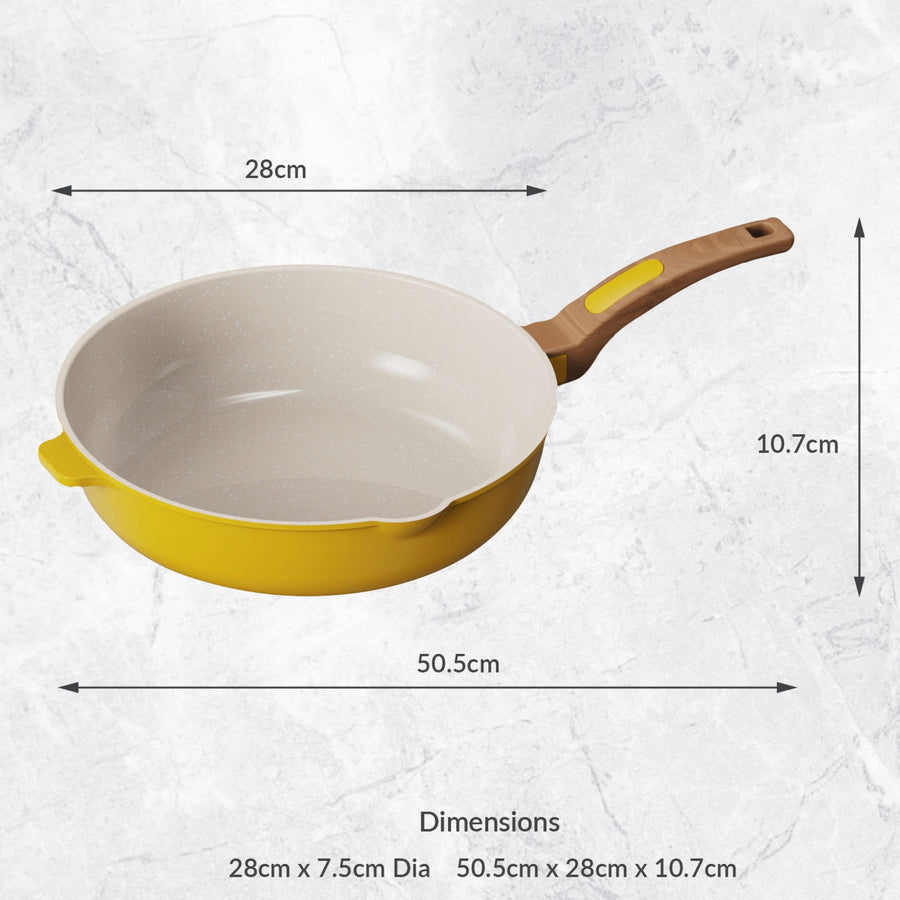 Deep Frying Pan Yellow - Deep Frying Pan 28CM Marigold Sterling Home 2